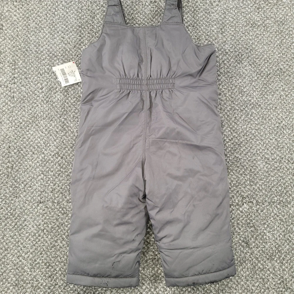Old‎ Navy Infant Snow Bibs 12-18M Gray Insulated Winter Overalls Blank Slate